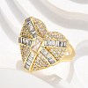 Brass Micro Pave Clear Cubic Zirconia Cuff Rings for Women RJEW-C126-03G-3