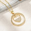 Brass Micro Pave Clear Cubic Zirconia Ring Pendant Necklaces LS-NJEW-P322-A04-G-1