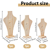 3 Bags 3 Styles Bust Shaped Wood Pendants Jewely Display Stands ODIS-DC0001-10-2