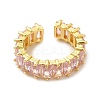 Cubic Zirconia Rectangle Open Cuff Ring RJEW-G282-02G-01-2