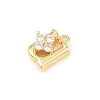 Brass Micro Pave Clear Cubic Zirconia Charms KK-Z151-18G-U-2