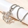 201 Stainless Steel Laser Cut Double Horse Pendant Box Chain Necklaces for Women Men LS-NJEW-E156-03P-1