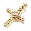 Brass Micro Pave Cubic Zirconia ABS Imitation Pearl Pendants KK-D328-03G-A-2