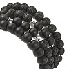 4Pcs 4 Style Natural Lava Rock & Black Agate & Hematite Beaded Stretch Bracelets Set BJEW-JB09508-3