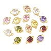 Brass Pave Cubic Zirconia Connector Charms KK-L264-11G-1