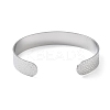 304 Stainless Steel Hammered Cuff Bangles for Women BJEW-Z078-11P-3