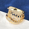 Brass Micro Pave Clear Cubic Zirconia Open Cuff Rings for Women RJEW-A059-05G-5