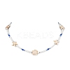Tortoise & Starfish Synthetic Turquoise & Round Seed Beaded Necklace NJEW-TA00125-1