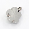 201 Stainless Steel Rhinestone Flower Charm Pendants RB-M030-03F-2