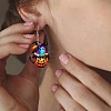Pumpkin Cup with Ghost Acrylic Dangle Earrings FS-WG7B4FC-01-3