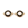 304 Stainless Steel Black and White Enamel Octagon Connector Charms STAS-Z140-11G-1