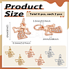 6Pcs 3 Colors Brass Micro Pave Cubic Zirconia Charms KK-LP0004-10-2