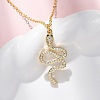 Brass Micro Pave Clear Cubic Zirconia Snake Pendant Necklaces LS-NJEW-S438-02F-G-2