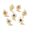 Rack Plating Brass Micro Pave Cubic Zirconia Pendants KK-E033-11G-1