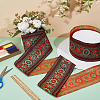 Flower Vintage Jacquard Polyester Ribbon OCOR-WH0107-10-4