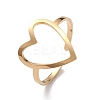 Hollow Out Heart 304 Stainless Steel Open Cuff Ring for Women LS-RJEW-E073-07G-1