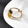 Adjustable 304 Stainless Steel Enamel Cuff Rings for Women RJEW-B152-01G-02-4