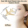 8Pcs Brass Micro Pave Cubic Zirconia Airliner Beads ZIRC-BBC0003-54G-2