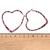 Hollow Heart with Leopard Print Alloy Hoop Earrings EJEW-Z112-01P-3