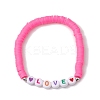 3Pcs 3 Colors Polymer Clay Disc Beaded Stretch Bracelet Sets BJEW-JB10441-02-4