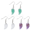 3 Pairs 3 Styles Natural Mixed Gemstone Wings Dangle Earrings with Brass Pins for Women EJEW-FI0003-19-8