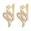 Brass Clear Cubic Zirconia Hoop Earrings EJEW-Q014-36G-2