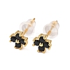 Brass Micro Pave Cubic Zirconia Flower Stud Earrings EJEW-D337-03G-4