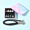 DIY Natural & Synthetic Gemstone Round Pendant & Waxed Cord Pendant Necklace Making Kits DIY-FS0008-47-8