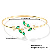 Elegant Brass Cubic Zirconia Leaf Cuff Bangles for Women VL7639-2-1