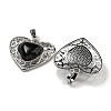 Natural Obsidian Peach Love Heart Pendants G-G158-01L-2