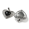 Natural Obsidian Peach Love Heart Pendants G-G158-01L-2