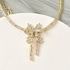 Bowknot Brass Micro Pave Cubic Zirconia Link Chain Bracelets for Women BJEW-A279-01G-1