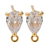 Brass Clear Cubic Zirconia Stud Earrings Finding for Women LS-EJEW-B107-19G-1