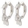 Cubic Zirconia Rectangle Dangle Hoop Earrings EJEW-Z019-03A-P-1