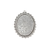 Tibetan Style Antique Silver Alloy Flat Oval Pendant Cabochon Settings TIBEP-M022-40AS-1