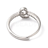 Rack Plating Brass Cubic Zirconia Arabic Letters Adjustable Rings for Women RJEW-S407-10P-05-3