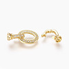Brass Micro Pave Cubic Zirconia Fold Over Clasps KK-P164-18G-3