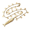 304 Stainless Steel with Synthetic Turquoise Fish Pendant Necklaces for Women NJEW-F362-02G-3