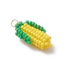 Round Glass Seed Bead Corn Pendants PALLOY-MZ00663-3