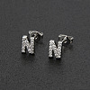 Brass Micro Pave Clear Cubic Zirconia Stud Earrings FS-WGC2F12-14-1