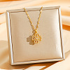 Brass Micro Pave Clear Cubic Zirconia Rotatable Clover Pendant Necklaces NJEW-K280-01G-1
