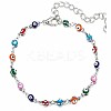 Christmas Brass Evil Eye Enamel Link Chain Anklets for Women WGC2D50-03-2