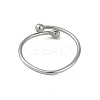 Non-Tarnish 304 Stainless Steel Round Ball Open Cuff Finger Rings for Women RJEW-C105-01P-3