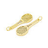 Rack Plating Brass Micro Pave Cubic Zirconia Pendants KK-P269-06G-2