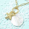 Summer Beach 304 Stainless Steel Pendant Paperclip Chain Necklaces STAS-Z105-07G-01-3