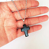 Synthetic Blue Goldstone Cross Pendant Necklace FS-WGC9DE4-13-1