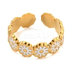 Daisy 304 Stainless Steel Enamel Open Cuff Ring for Women RJEW-Z041-02G-03-2