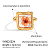 304 Stainless Steel with Enamel Flower Open Rings for Women LS-VV0742-3-1