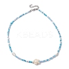 Summer Beach Sea Turtle Dyed Synthetic Turquoise & Glass Seed Beads Beaded Necklaces for Women NJEW-JN05081-02-4