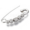 Brass Micro Pave Cubic Zirconia Safety Pins ZIRC-S061-206P-NF-3